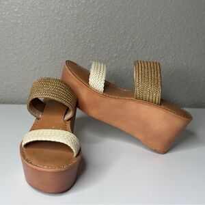 Chinese Laundry Wedges sandals brown neutral tan size 8